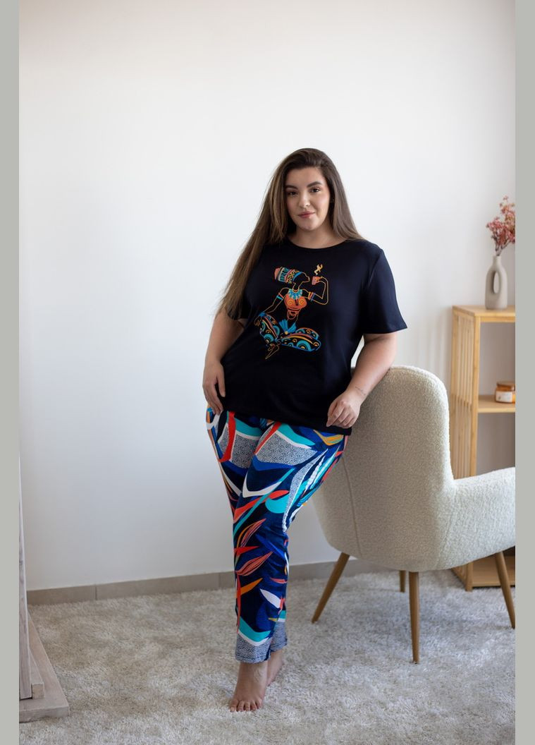 Комбинированная всесезон комплект женский 09-3493-36 синий чернильный девушка с чашкой Авекстекс