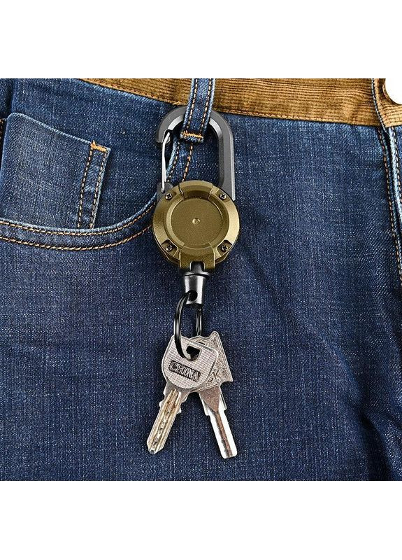 Карабін-брелок з висувним тросом 60 см Khaki No Brand (362495628)