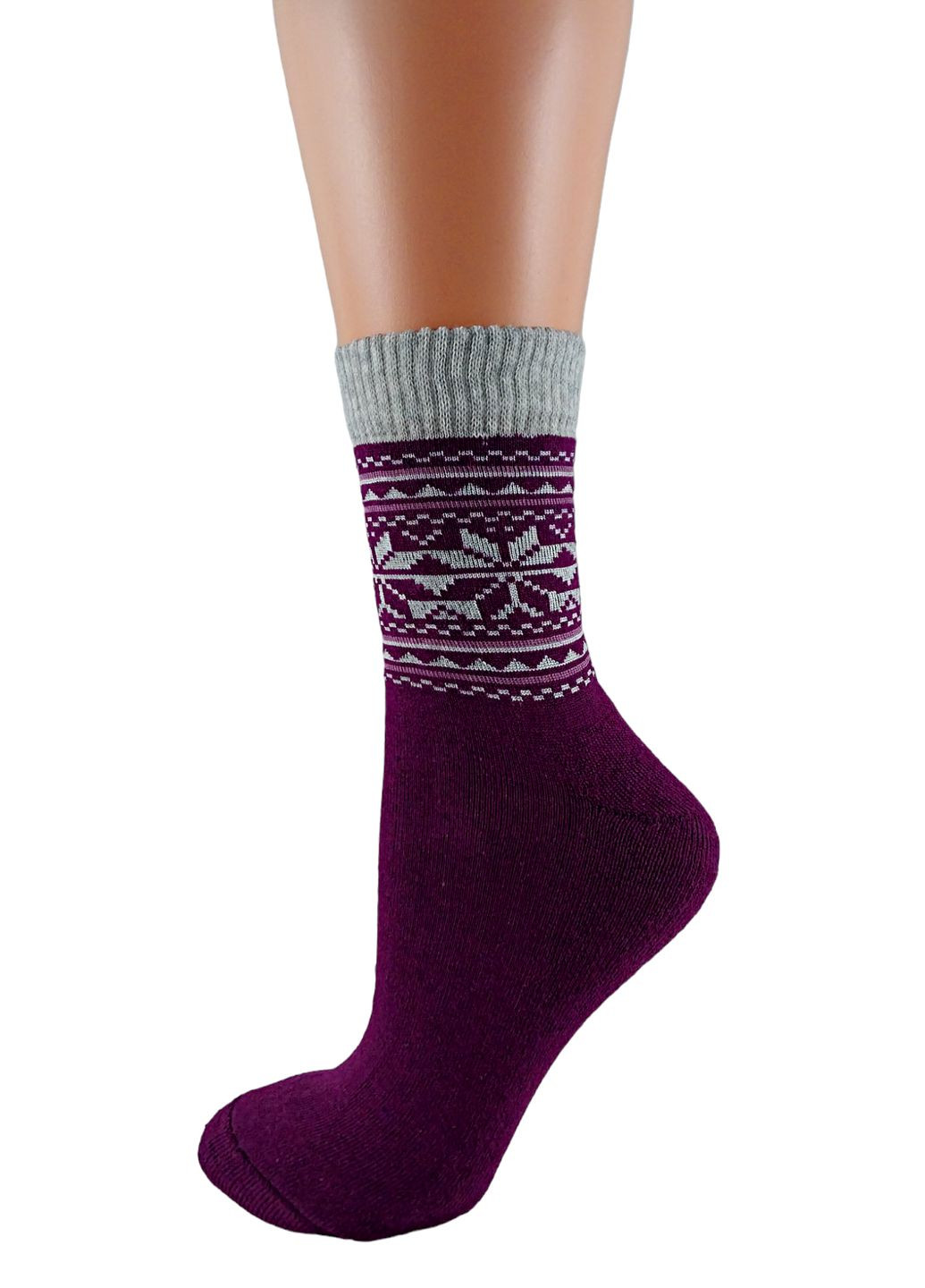 Фиолетовые носки женские средние спорт махровая стопа тм Добра Пара орнаменты (316469296)
