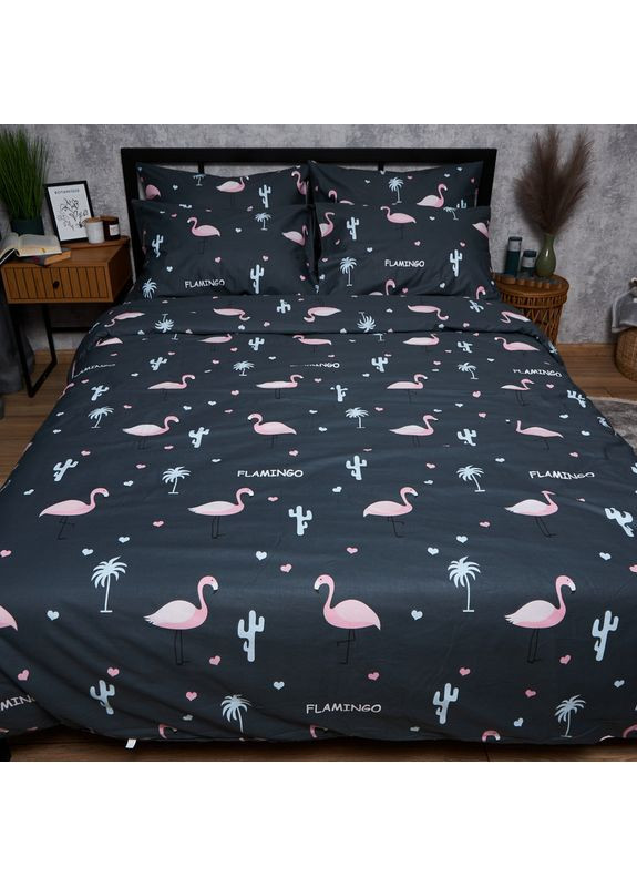 Комплект постільної білизни Satin Elit «» Полуторний Євро 160х220 наволочки 4х70х70 (MS-820008319) Moon&Star Flamingo (356114767)