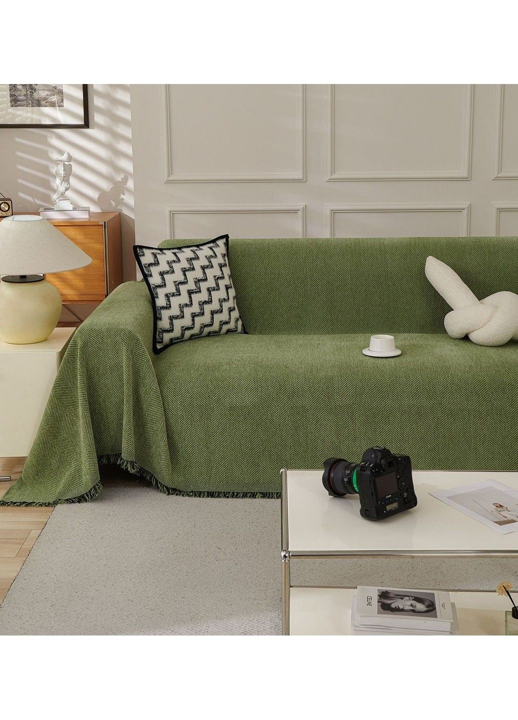 Покривало на ліжко з шенілу зелене 180×230 см No Brand (371645437)