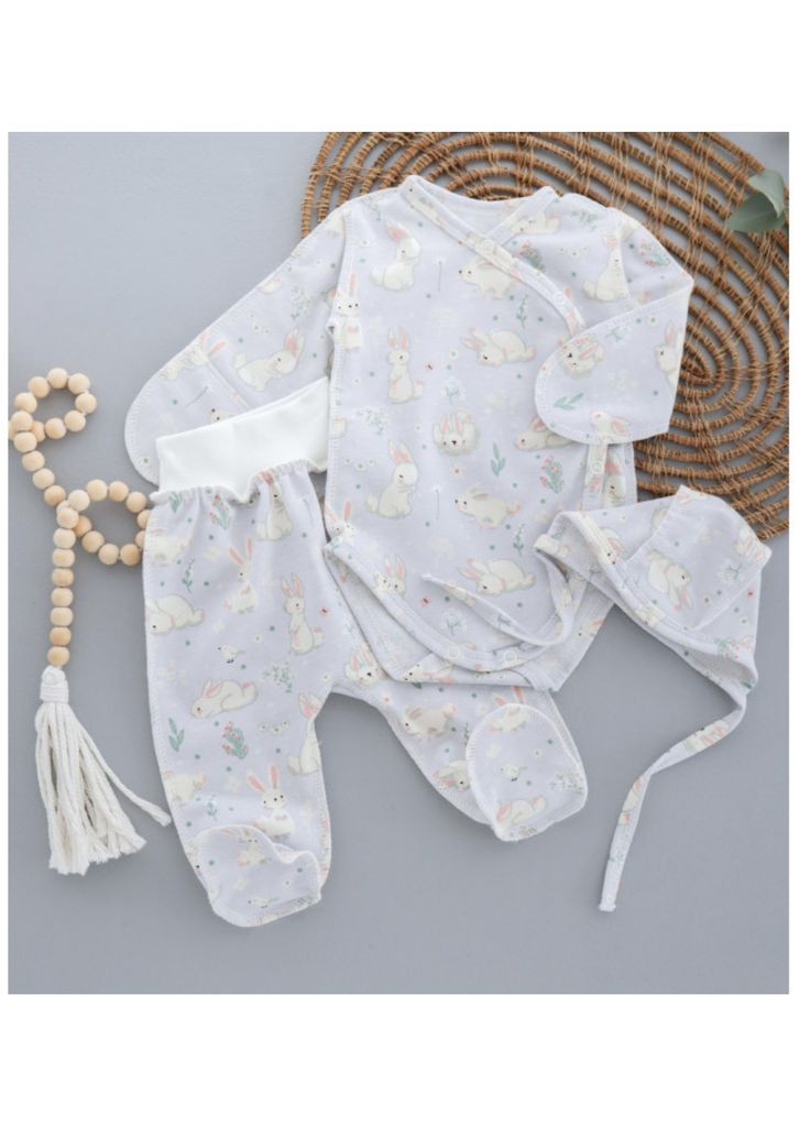 Комплект байковый: боди, ползунки и чепчик No Brand (361866358)