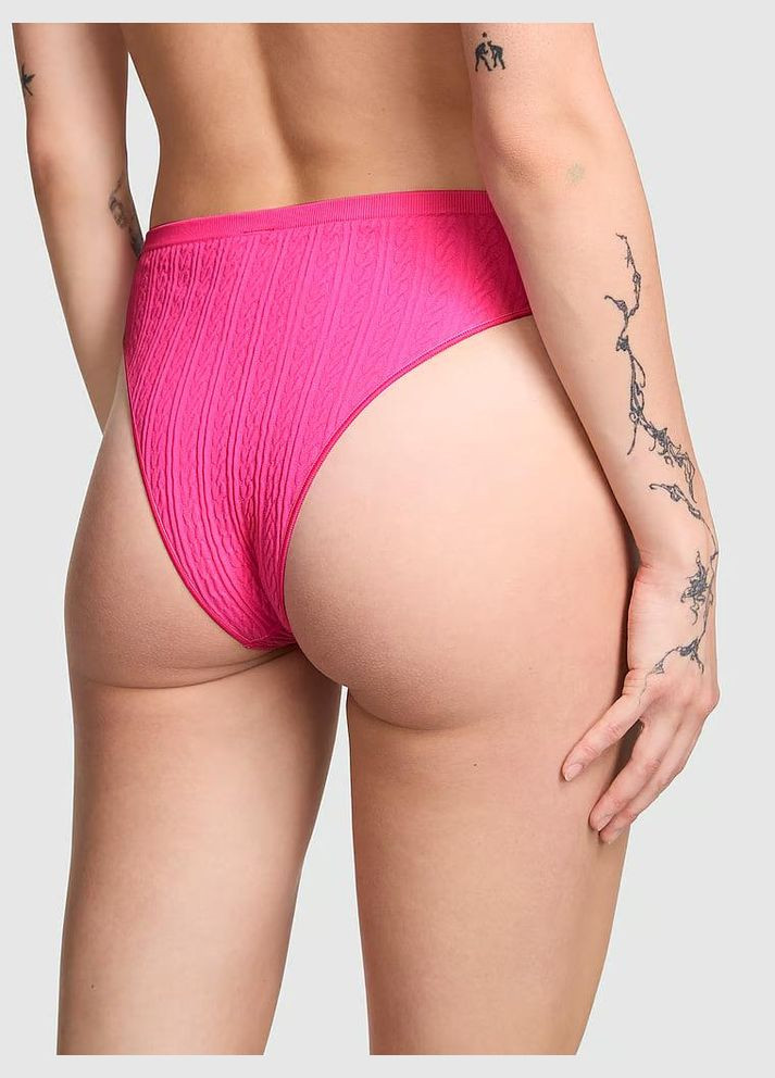 Трусики-бразилиана женские с высокой посадкой PINK eamless Brazilian Panty розовые Victoria's Secret (314770104)