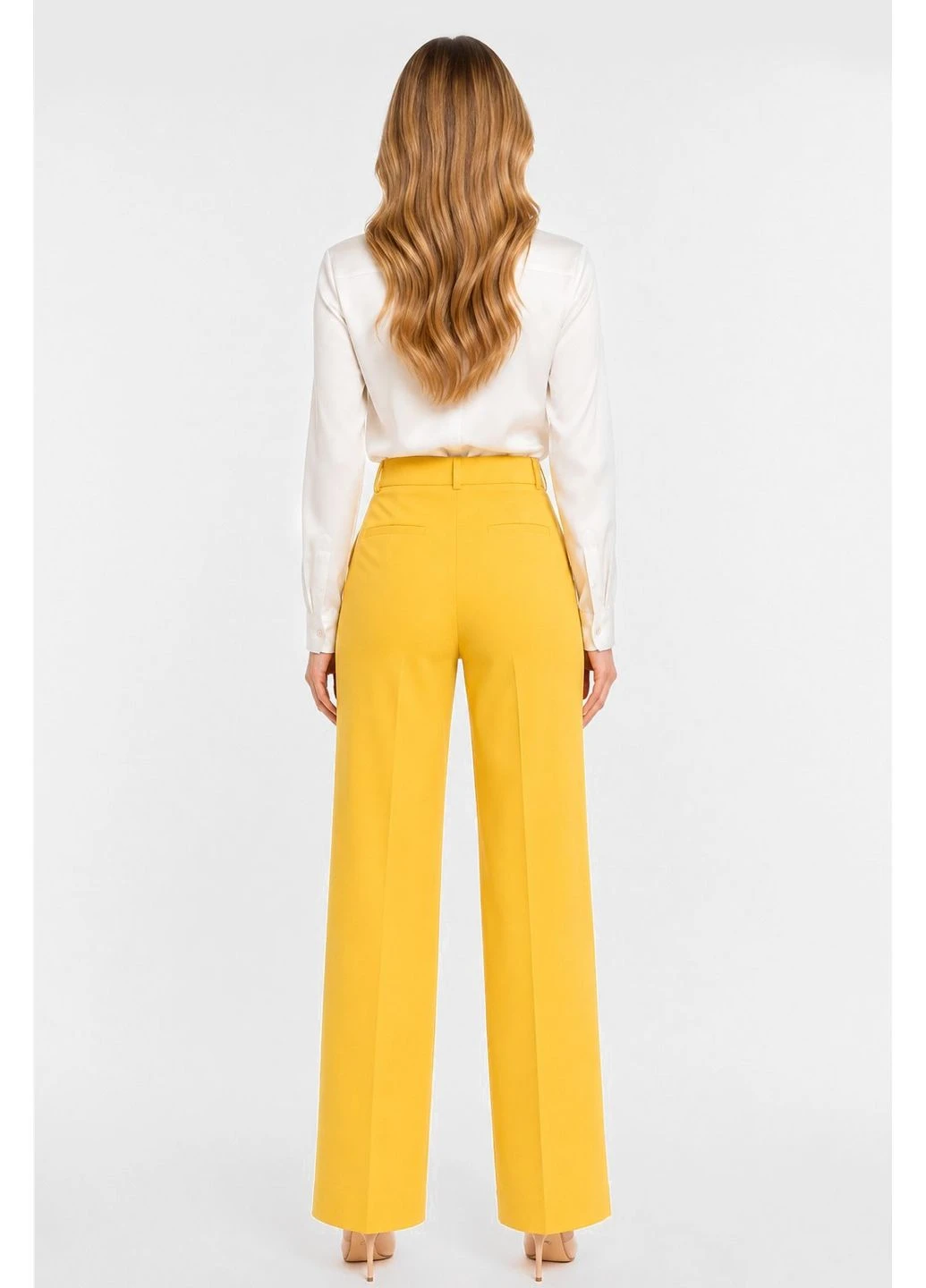 Брюки женские однотонные жёлтого цвета Let's Shop (400185430)