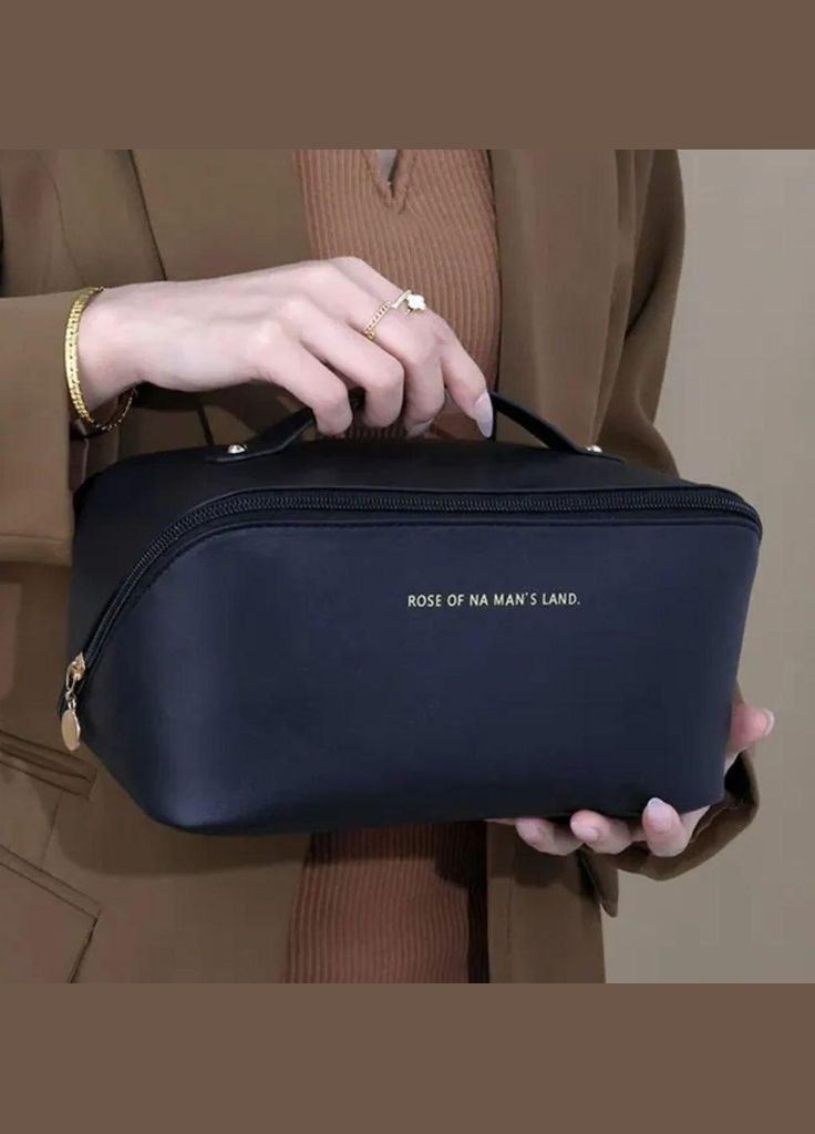 Косметичка из искусственной кожи, дорожный органайзер для косметики Черная No Brand (296193730)