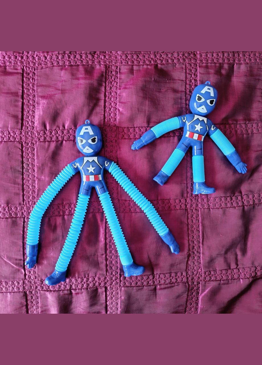 Іграшка-антистрес Капітан Америка з гнучкими телескопічними руками та ногами поп туб світиться No Brand (342064673)
