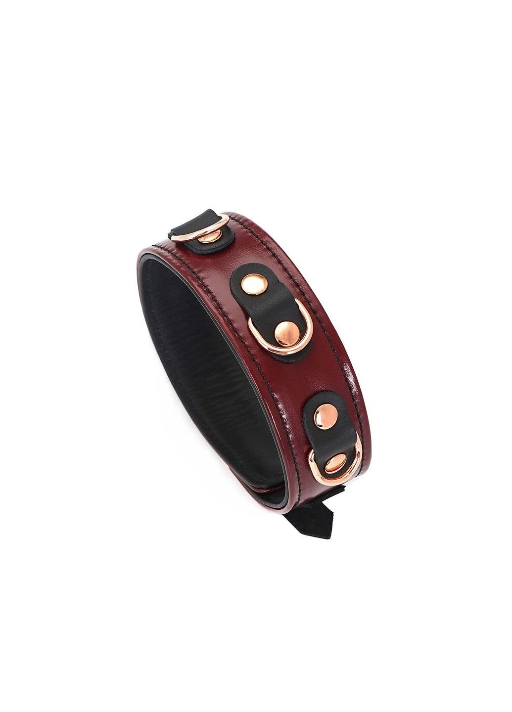 Кожаный ошейник с поводком Wine Red Collar and Leash, 3 кольца для крепления Liebe Seele (396644265)