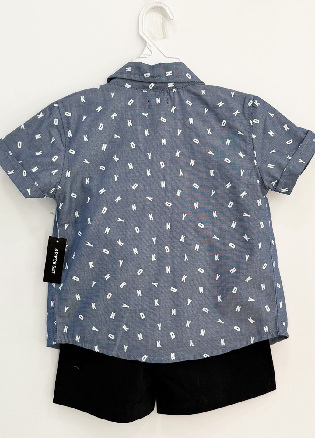 Серый летний комплект из 3 вещей (рубашка, футболка, шорты) DKNY