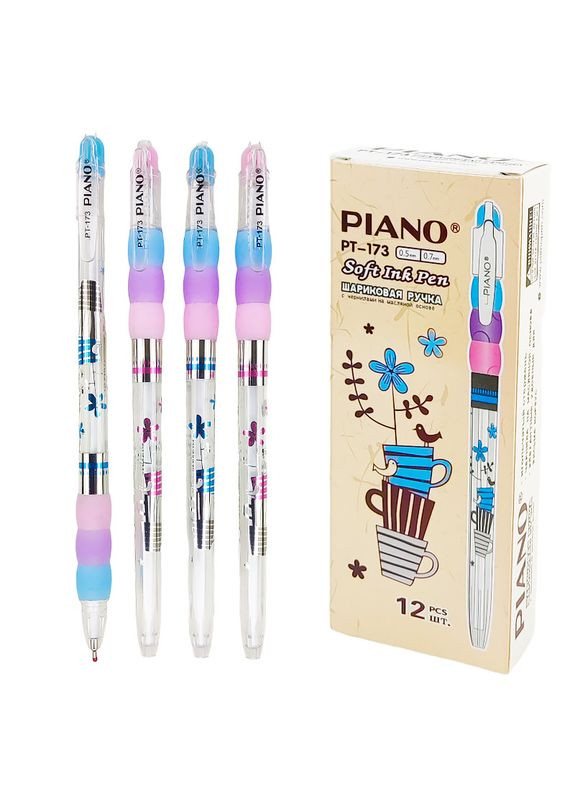 Ручка масляная PT-173 "Dizain" синяя "Цветочки в весе" (12/144) Piano (367760824)