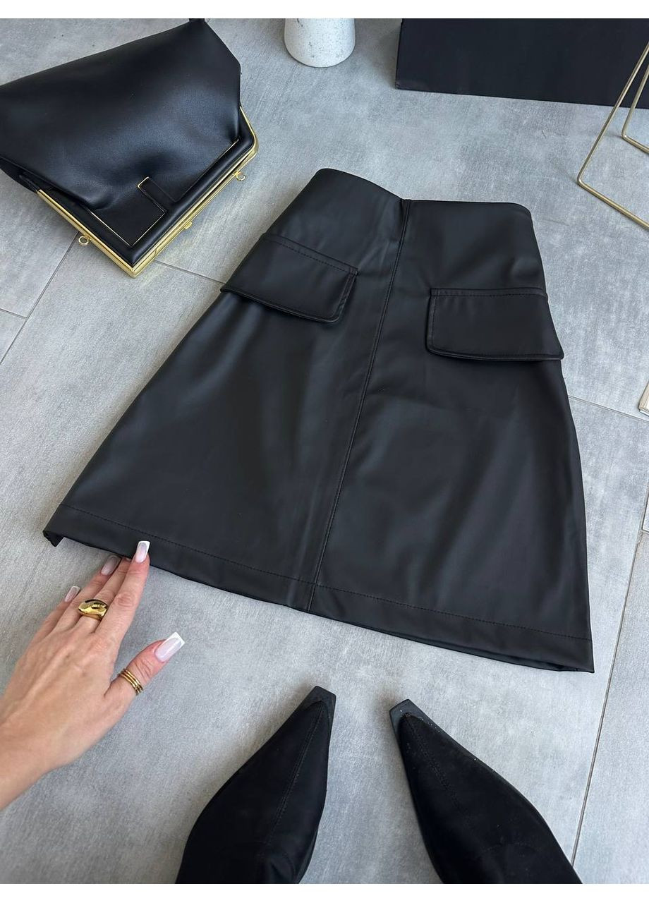 Спідниця з матової екошкіри — Заміри в описі DK/DL Мода без кордонів (366420892)