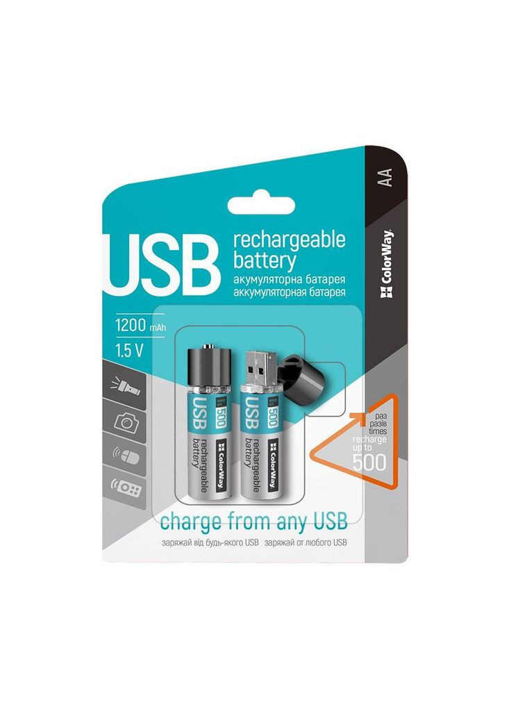 Акумулятор (m504824) Colorway AA USB 1200 mAh 1.5V R6 * 2 (369035727)