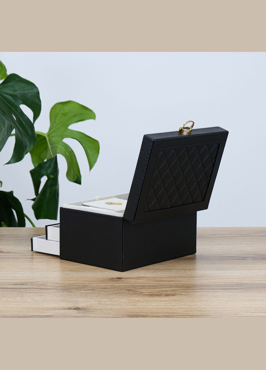 Ящик для украшений черная трехслойная большая экокожа см (JZ-003-2) Гранд Презент (322190842)