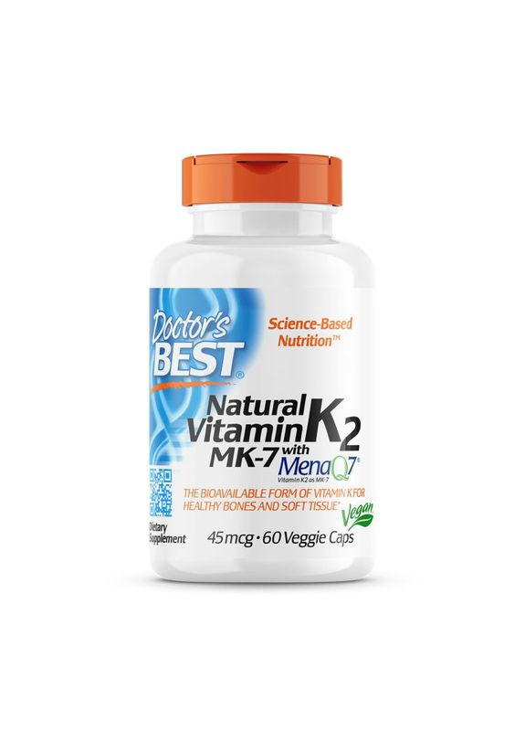 Витамины и минералы Natural Vitamin K2 MK-7 45 mcg, 60 капсул Doctor's Best (330761018)