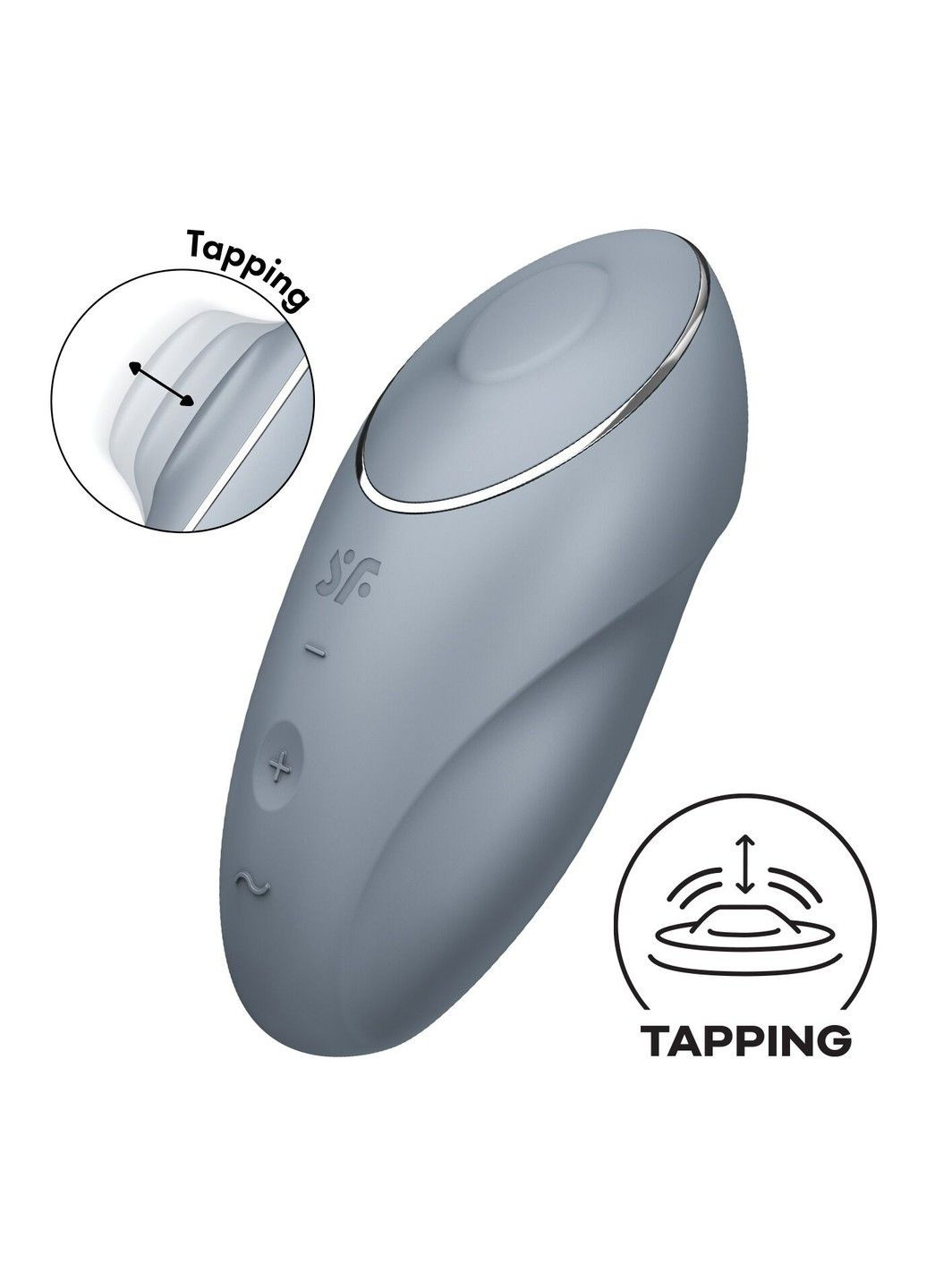 Вибростимулятор-пульсатор Tap & Climax 1 Bluegrey, эффект постукивания пальцем, 2 мотора Satisfyer (315498033)