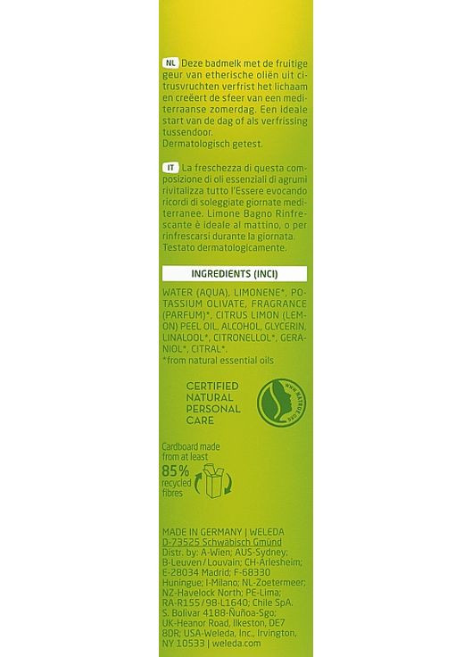 Цитрусове молочко для ванни Citrus Refreshing Bath Milk 200ml (758741-65326) Weleda (368633861)