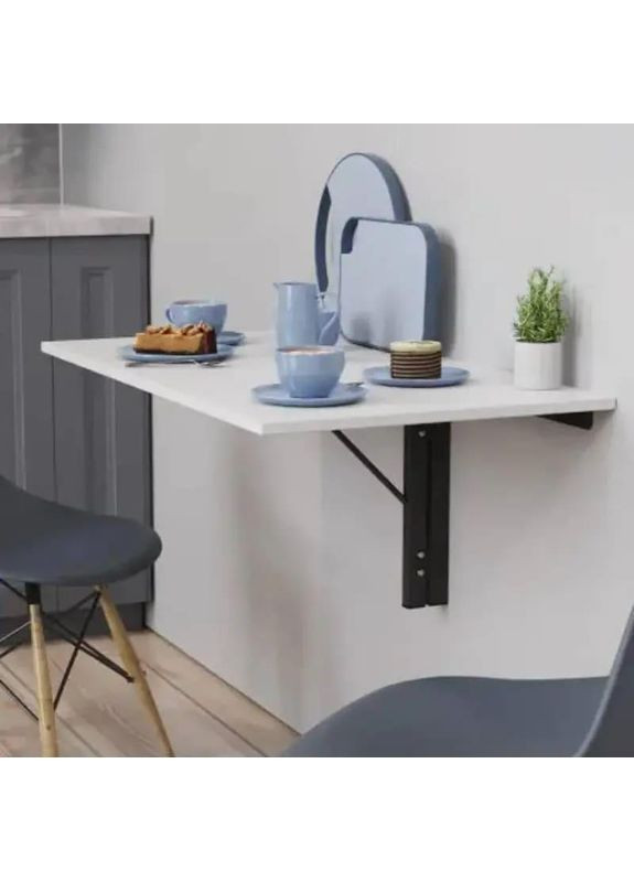 Обідній стіл-трансформер Ніка стіновий 420x900x500 Чорний метал ДСП Біле 16 мм (FRD-105164) Ferrum-decor (365445183)