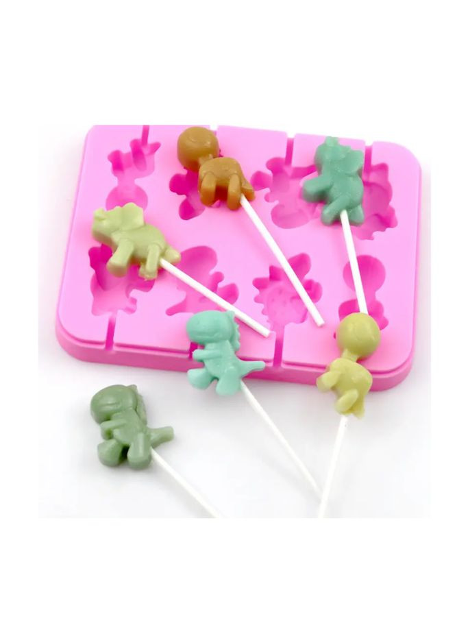 Форма для льодяників Динозаври 105 на 140 мм рожевий Jannet молди (354330853)