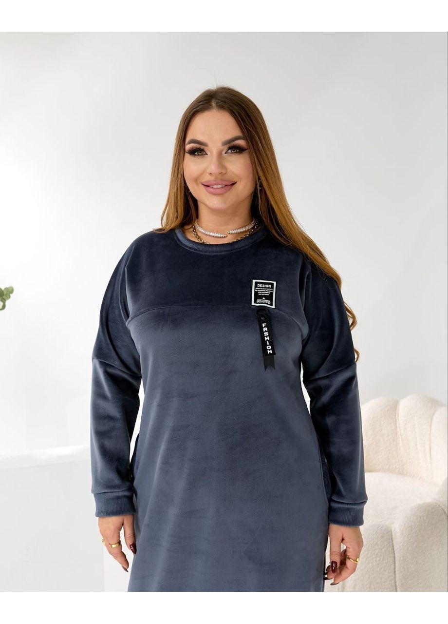 Графітова повсякденний, кежуал жіноча сукня великих розмірів тепла Style Point однотонна