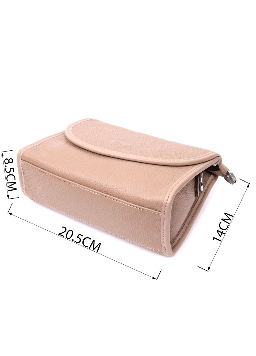 Шкіряна сумка жіноча з напівкруглим клапаном бежева 22257 Vintage (329198929)