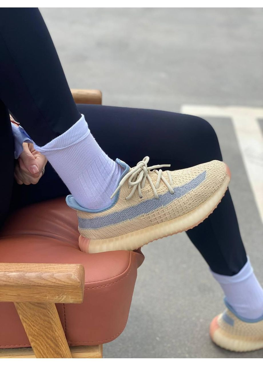 Жовті Осінні кросівки чоловічі adidas yeezy boost 350 v2 yellow linen адідас ізі буст No Brand