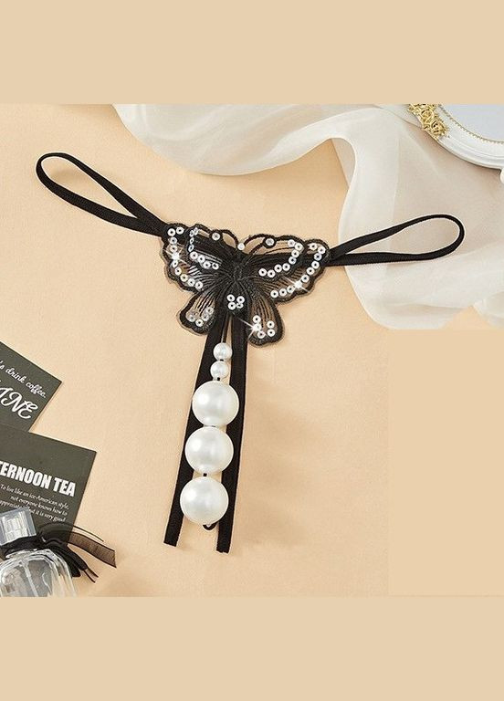 Женские сексуальные трусики с разрезом и жемчугом. No Brand (325690863)