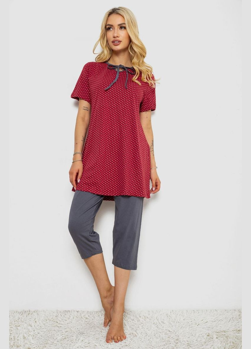 Бордова піжама жіноча з принтом Polkan 243R10391