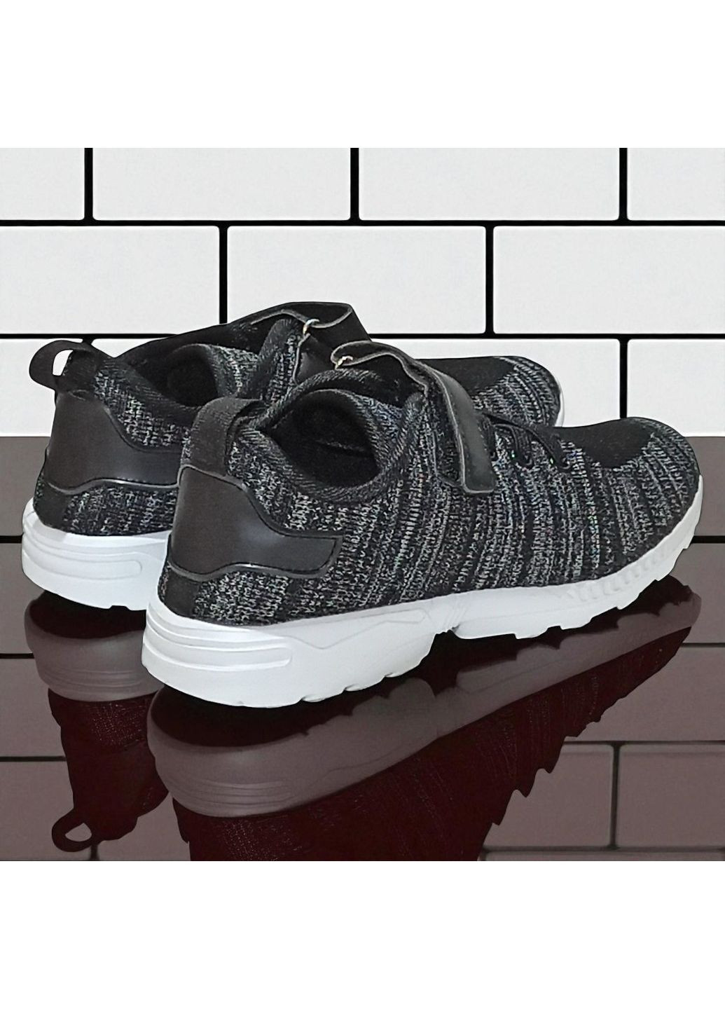 Чорно-білі Осінні текстильні кросівки для хлопчика на фізкультуру CSCK.S