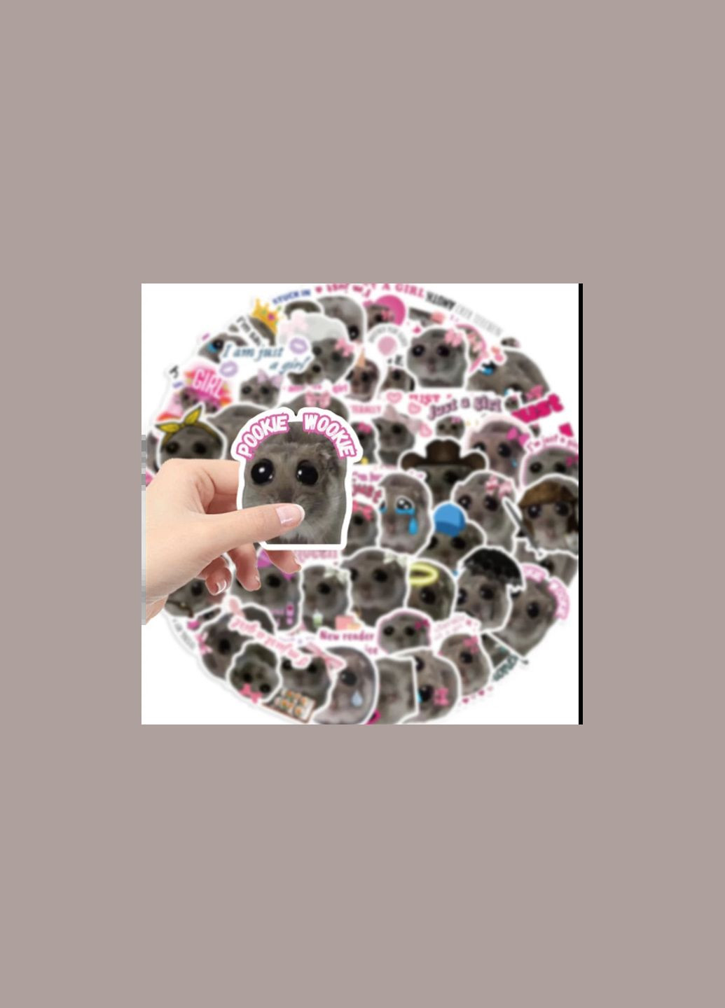 Набір наклейок сумний хом'як стікери 50 штук стікерпак стікербомбінг на авто телефон ноутбук самокат гаджети No Brand (327873128)