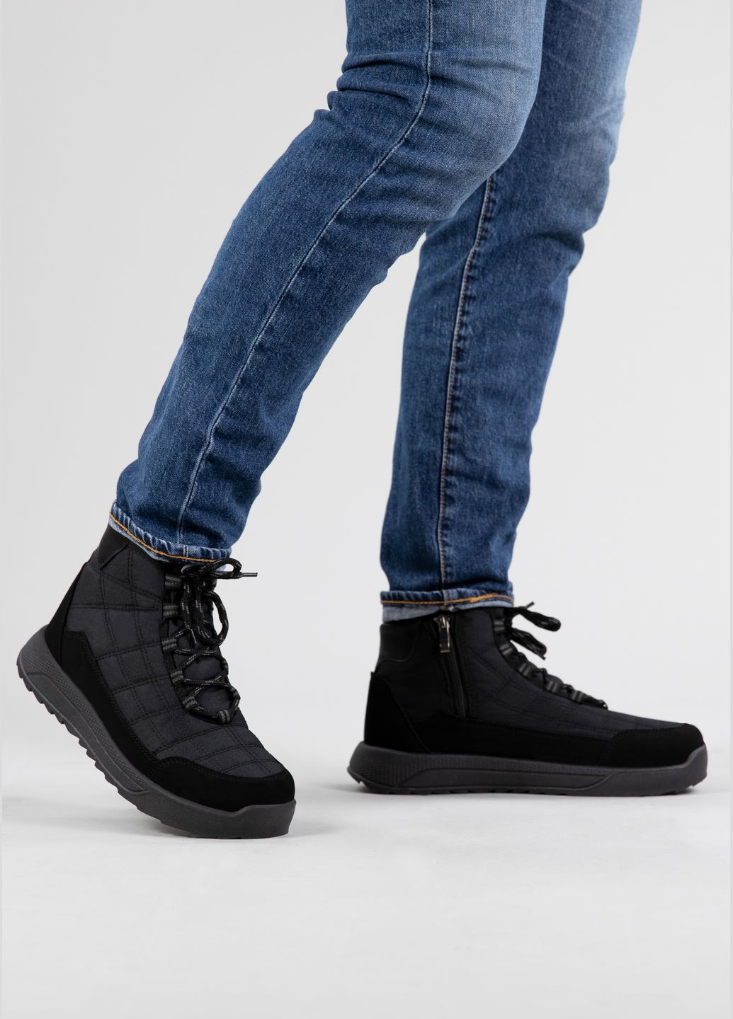 Дутики чоловічі зимові з хутром чорні (3804) Progress (305395308)