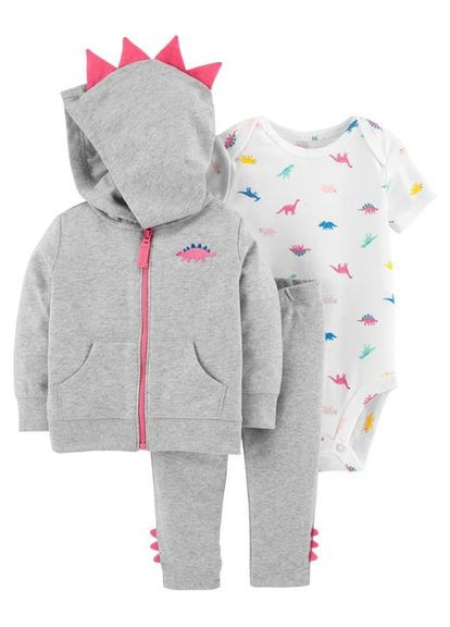 Світло-сірий демісезонний комплект (кофта, штани, боді) Carter's