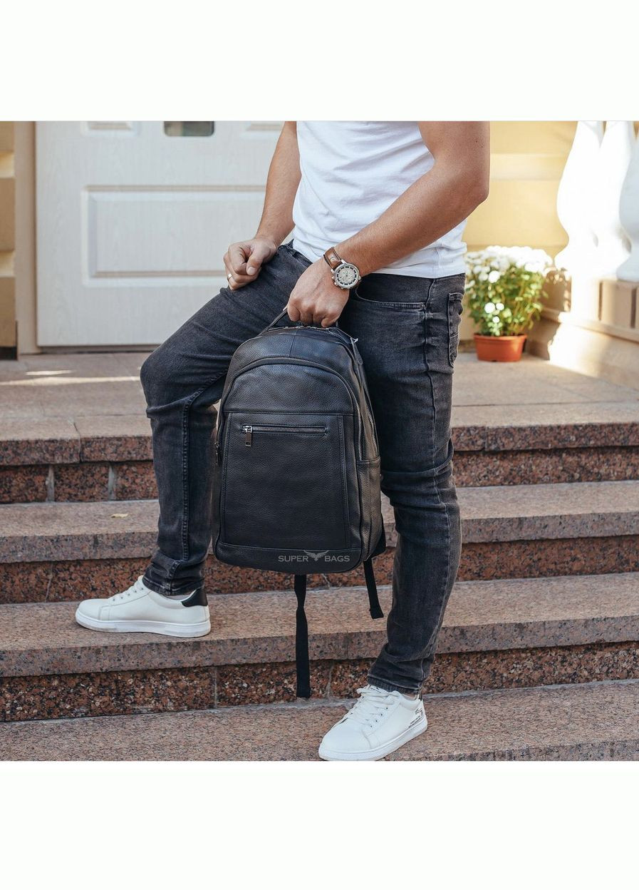 Шкіряний чоловічий рюкзак для ноутбука та поїздок чорний D3-93438 Tiding Bag (334740351)