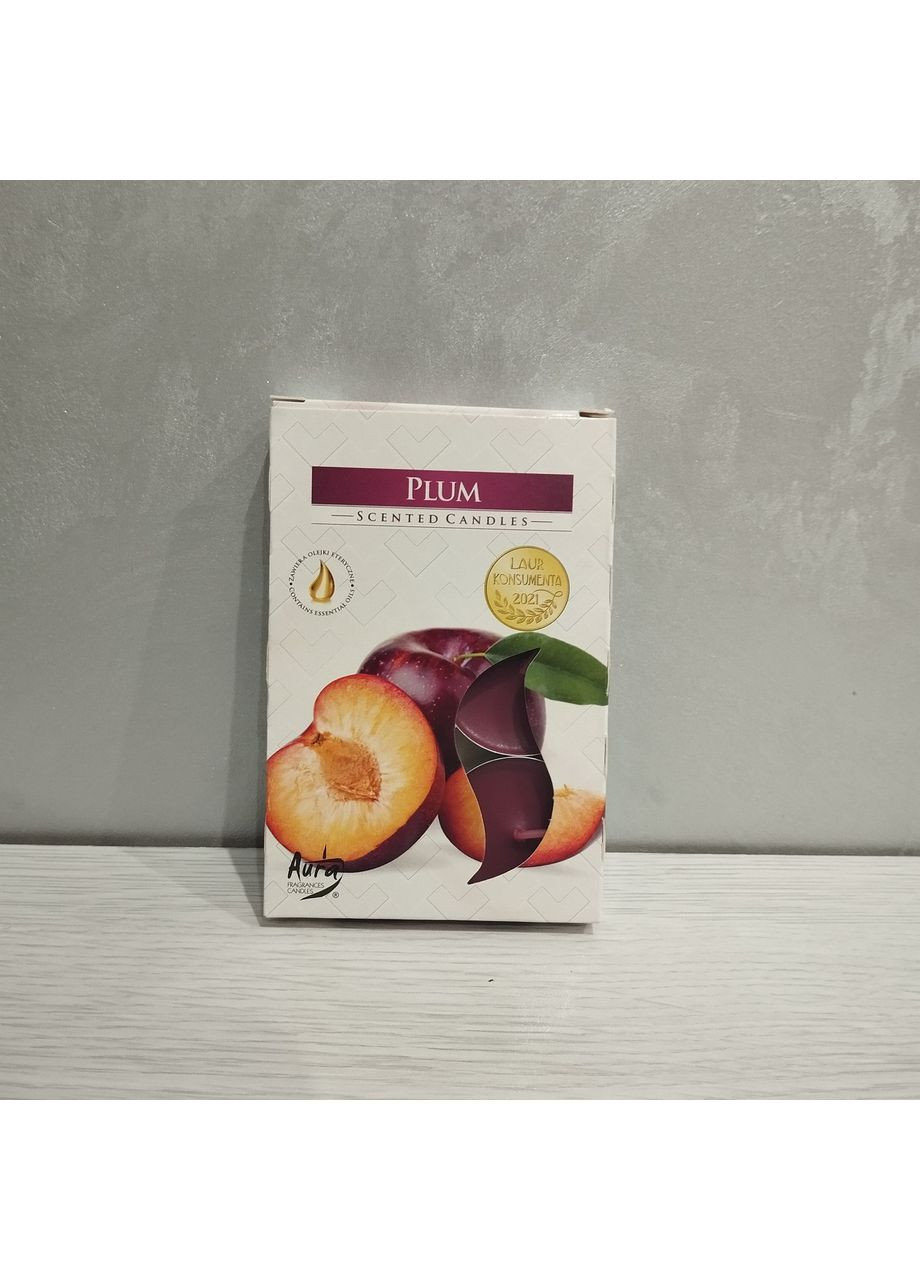 Свеча чайная ароматическая слива 6 шт Bispol (370203590)