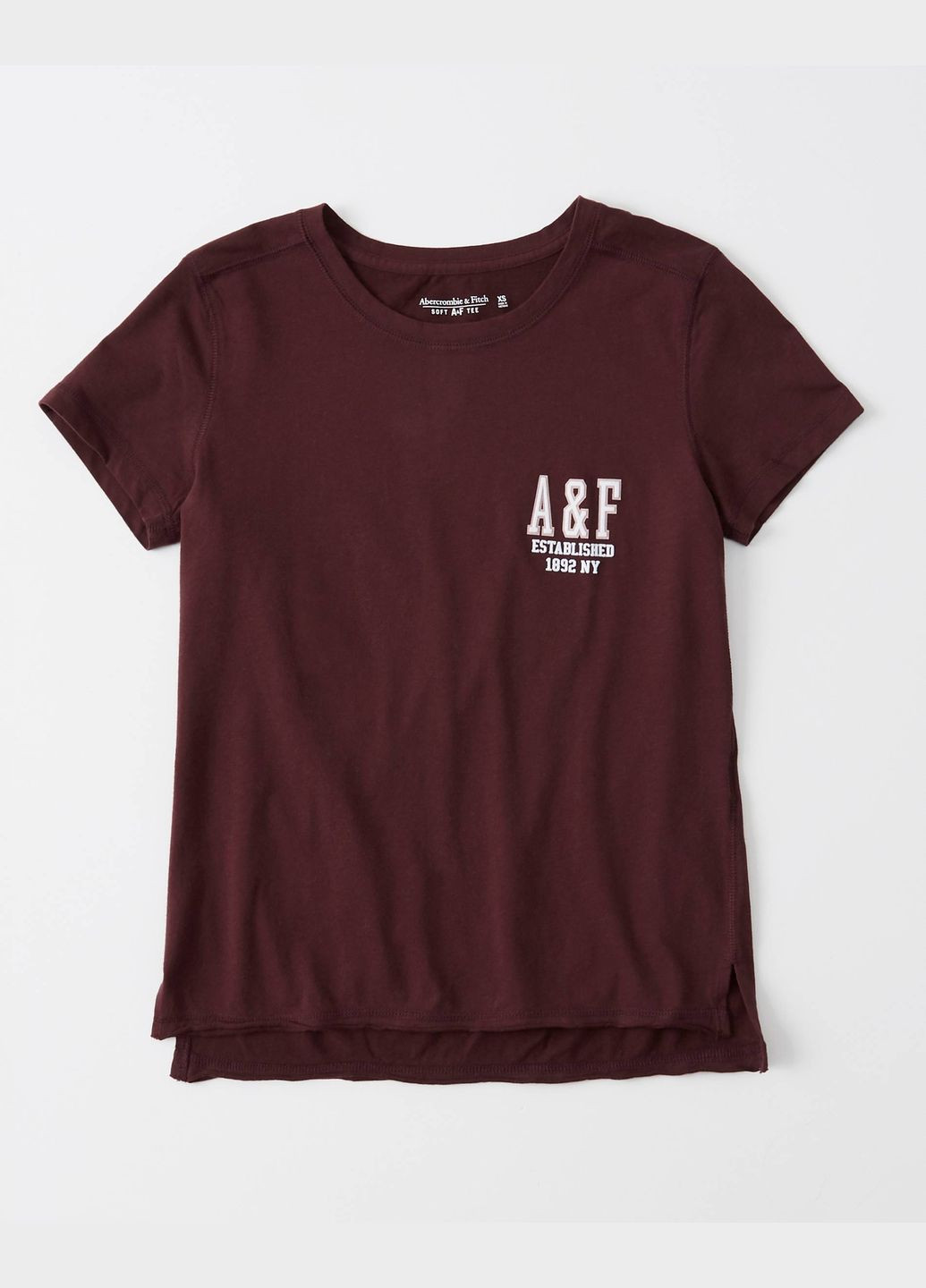 Бордовая летняя бордовая футболка - женская футболка af7003w Abercrombie & Fitch