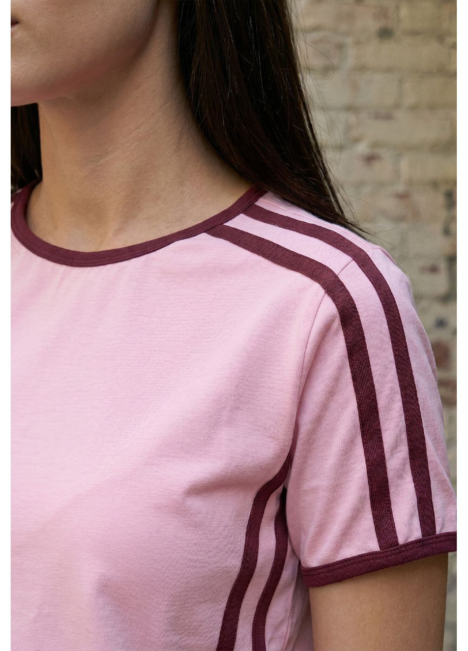 Жіноча футболка стаф рожева смугаста базова ti pink stripes Seli Staff - (395640040)