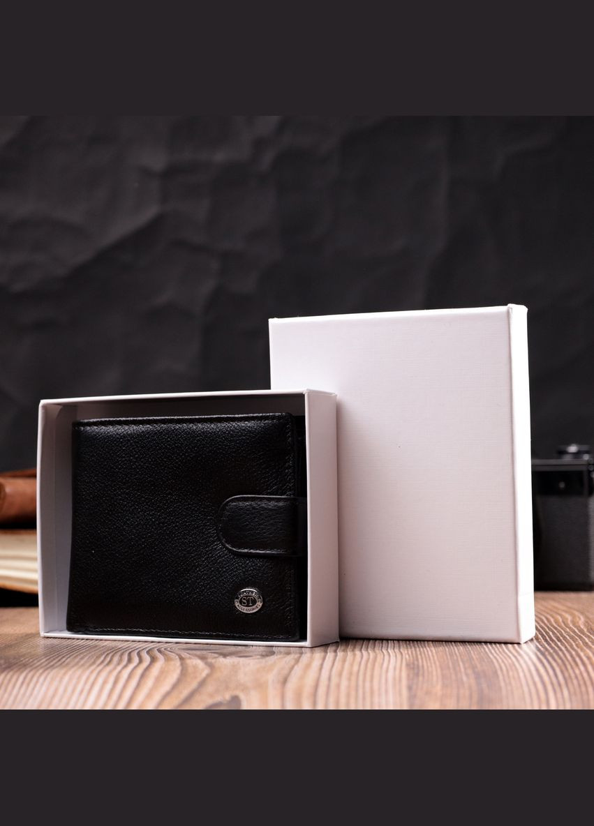 Портмоне для документов мужское с блоком для карт из натуральной кожи 19473 Черное st leather (306881351)