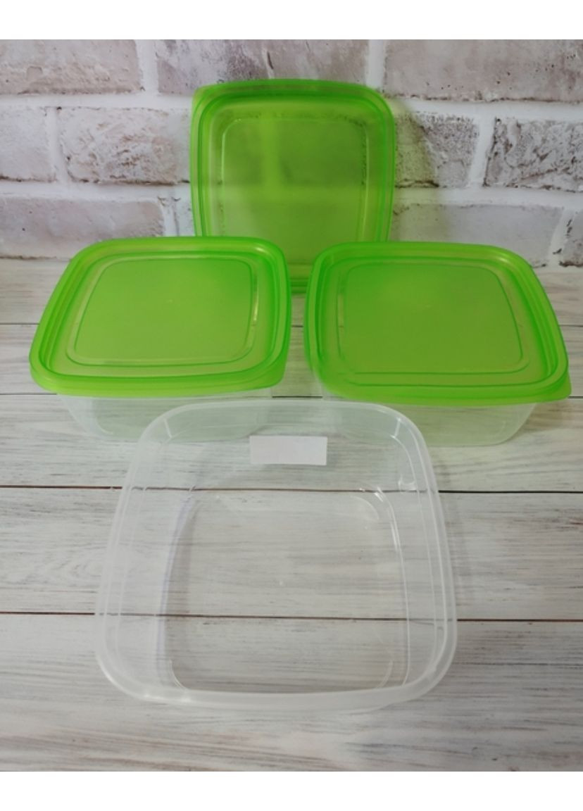 Набор контейнеров для еды пластик 900 мл 3 шт зеленый A-Plus (356504787)
