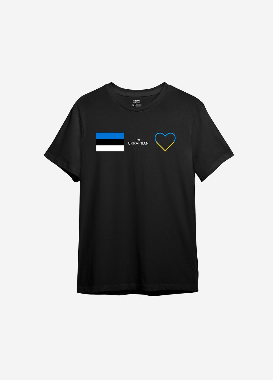 Чорна футболка з принтом "естонiя" ТiШОТКА