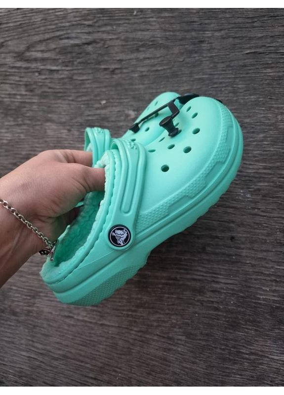 Фисташковые детские кроксы утепленные classic clog Crocs