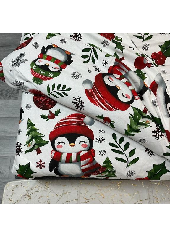 Зимнее постельное белье фланель (байка) полутораспальный размер белого цвета – мягкость, тепло и новогоднее настроение! No Brand (370278948)