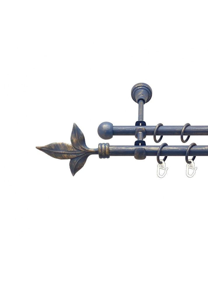 Карниз Листок Лилии металлический двухрядный открытый гладкая труба Лазурь Золотая 16\16 мм 160 см (00-00015653) ORVIT (300281809)