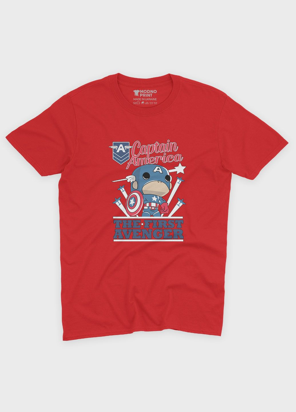 Червона демісезонна футболка для хлопчика з принтом супергероя - капітан америка (ts001-1-sre-006-022-004-b) Modno