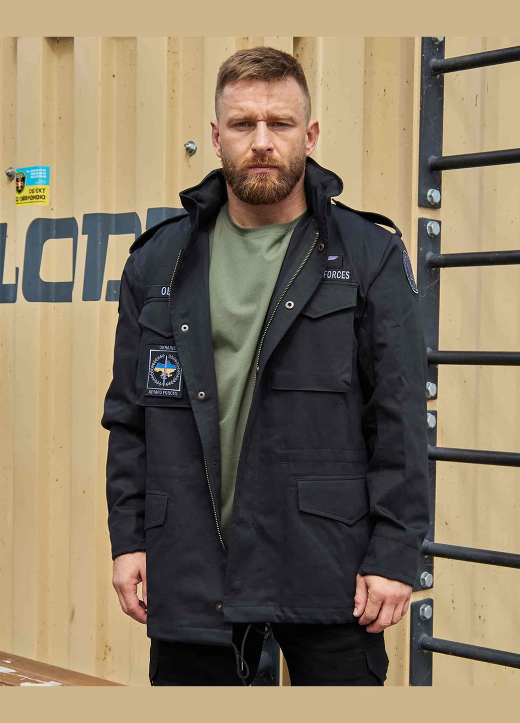 Чорна демісезонна куртка m-65, чорна з українськими нашивками 2xs Olymp 22-PM-M65-H-KH