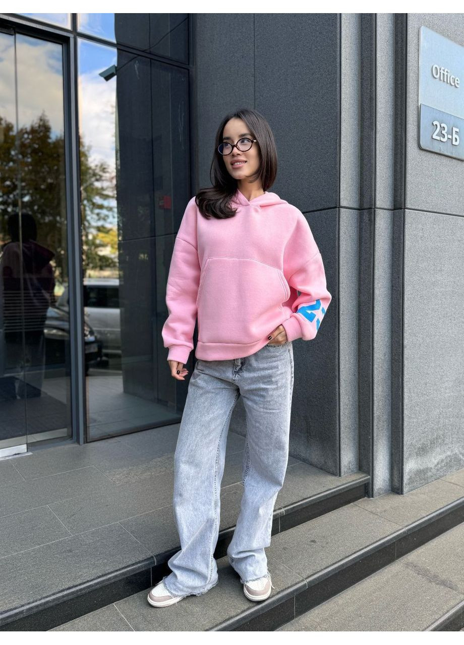 Жіноче спортивне худі на флiсi рожевого кольору 35501 Fashion (365642359)