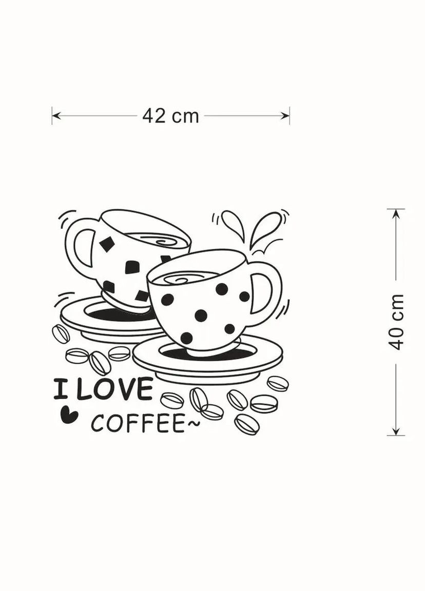 Виниловые наклейки на стену I love coffee (лист 45 х 35 см) Б117 No Brand (302241867)
