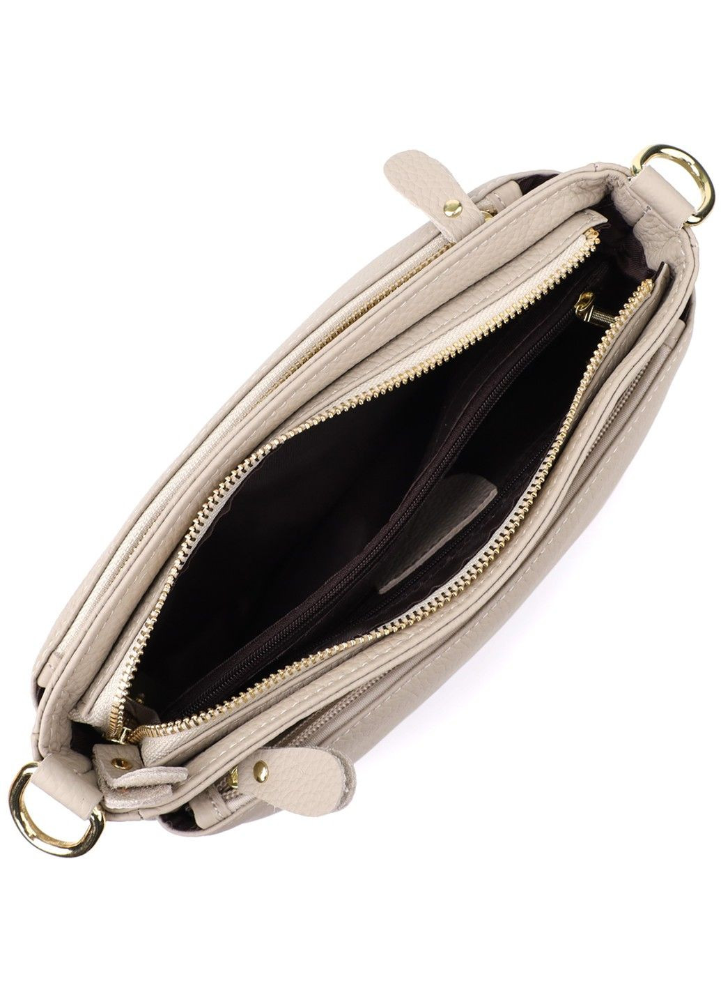 Елегантна жіноча сумка з натуральної шкіри з жорсткою основою 22985 Сірий Vintage (356452091)