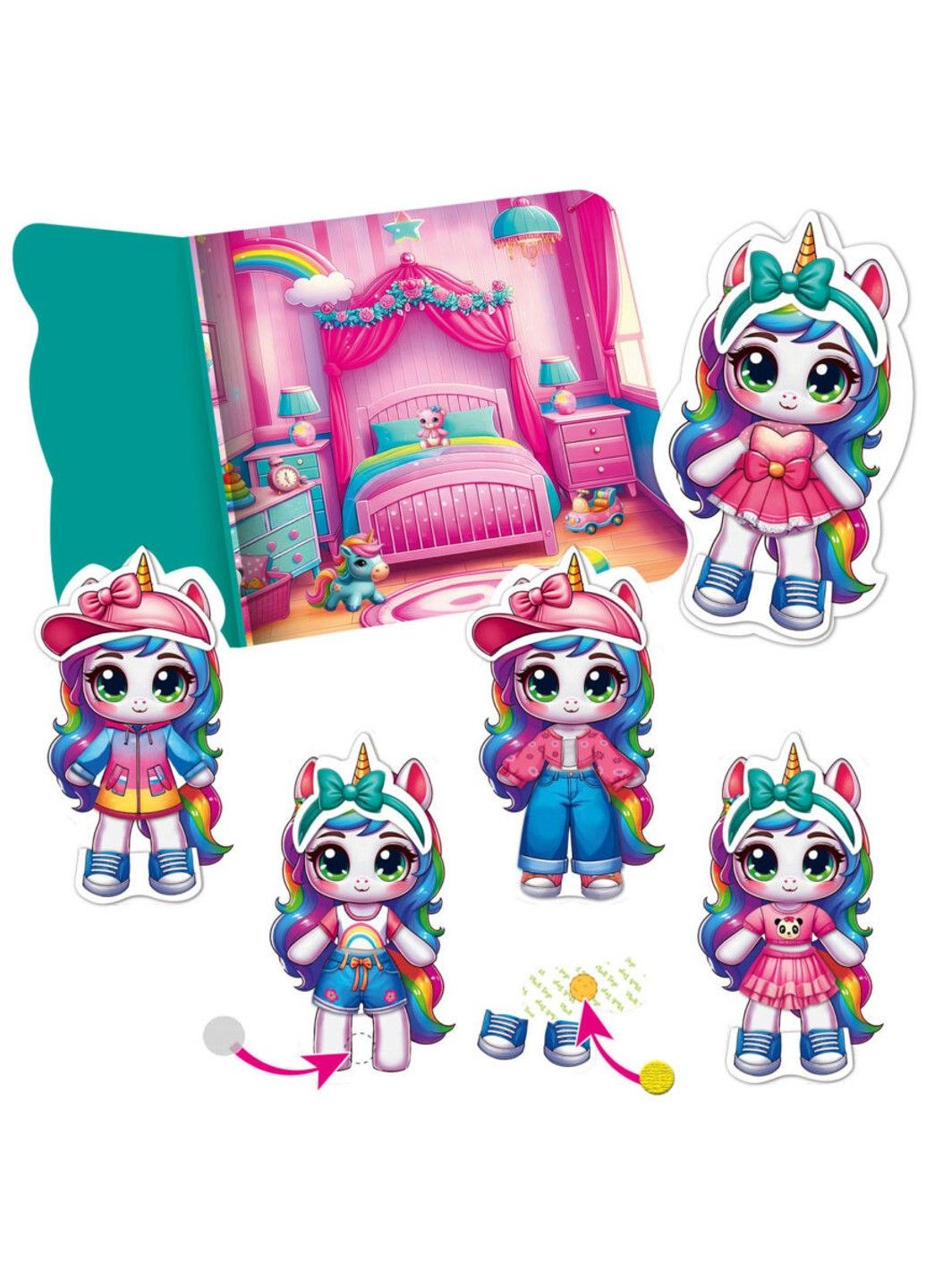 Игра развивающая с липучками "Единорожка" VT1320-01, 11 элементов одежды Vladi toys (360767831)