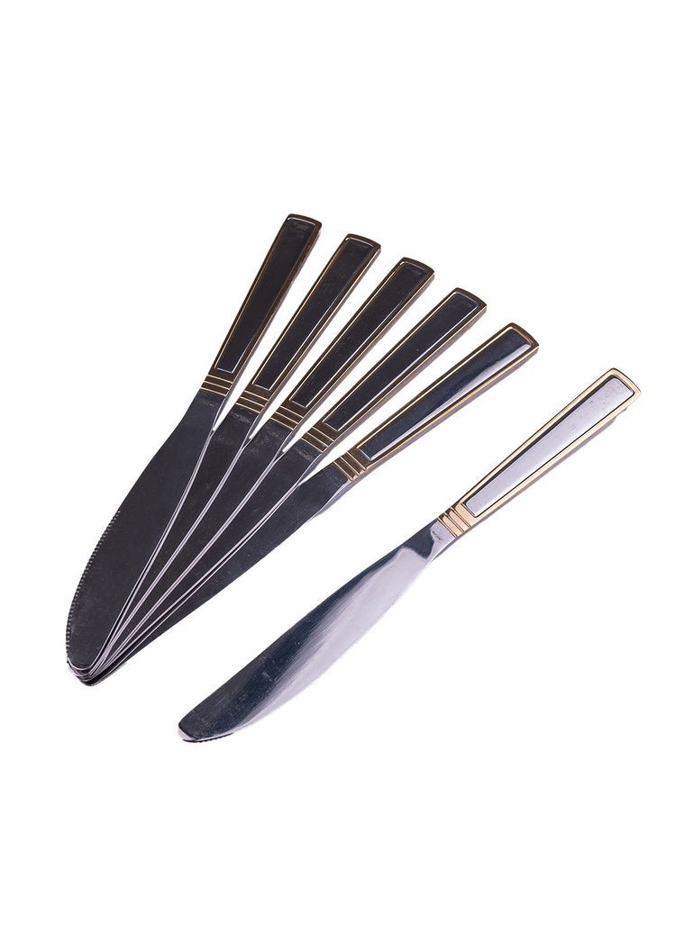 Набор столовых ножей 6 шт нержавеющая сталь хром из золотом HP700 TS Kitchen (305389637)