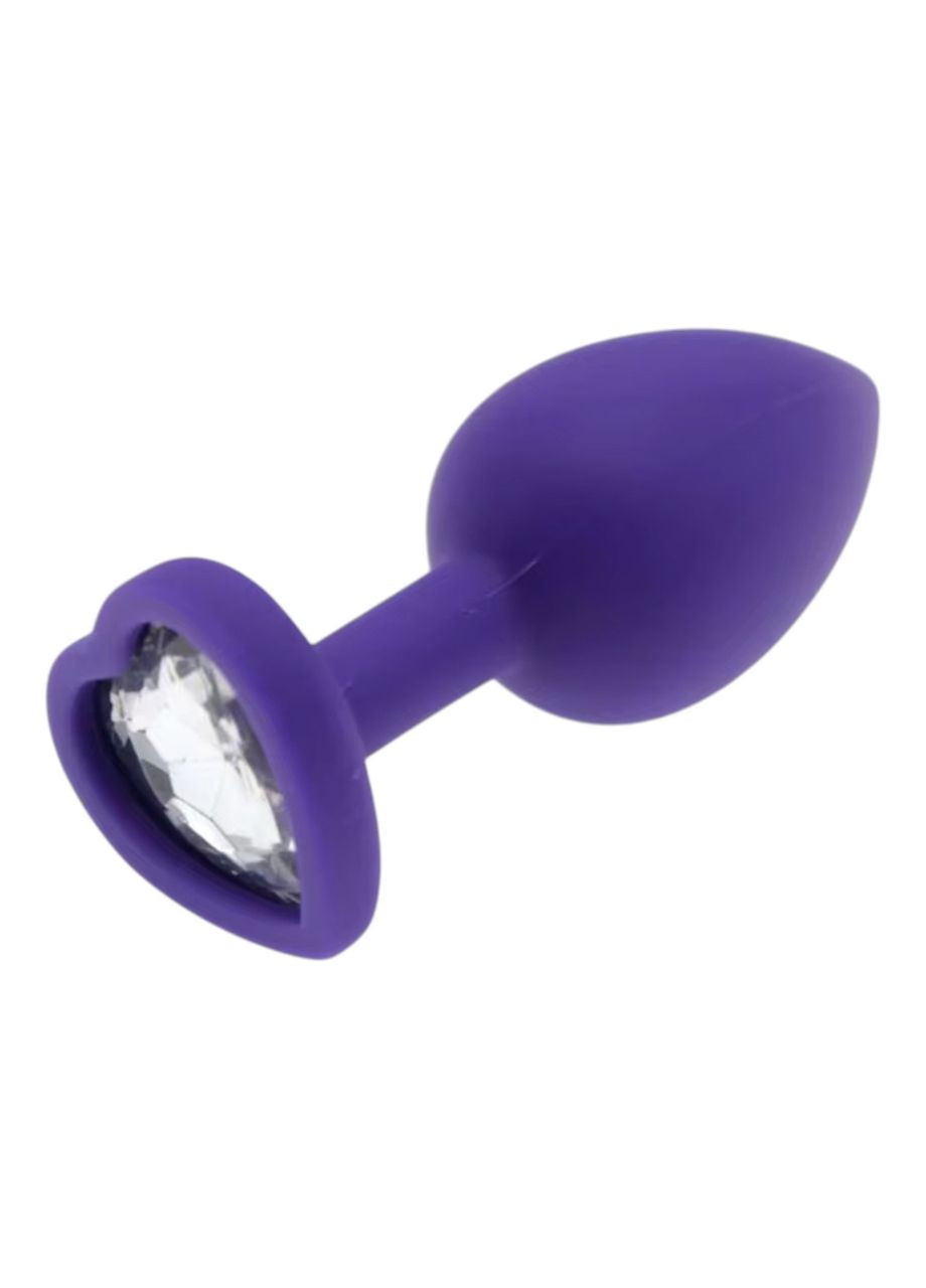 Анальная пробка маленькая силиконовая сердце с камнем Red Anal Plug Heart фиолетового цвета Размер S China (322167742)