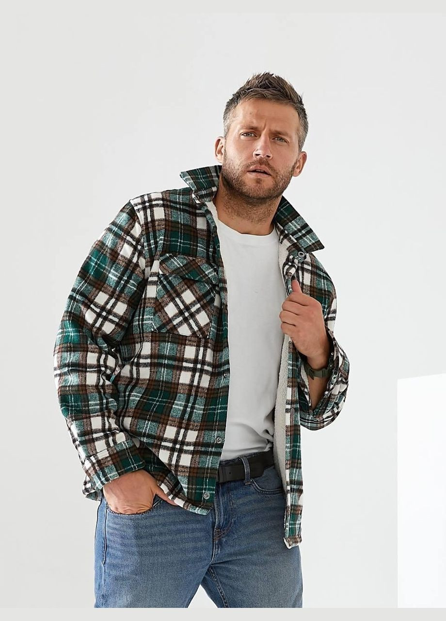 Зелена зимня куртка-сорочка для чоловіків "для осені-весни - бездоганний вибір" b-305 xl, зелений Sofia