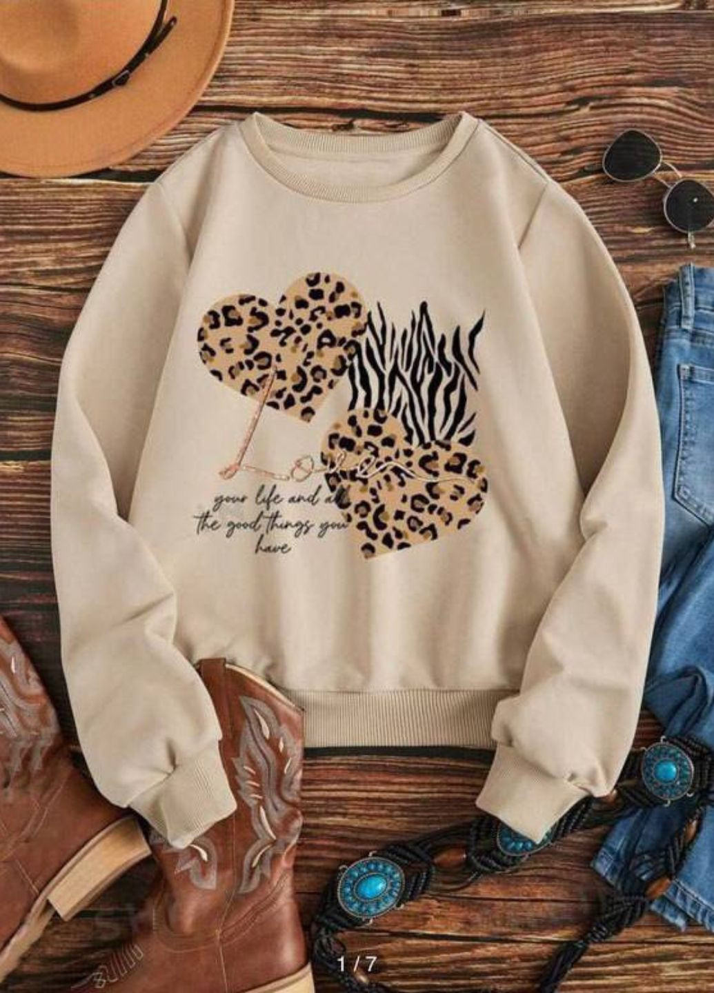 Бежевый изысканный повседневный демисезонный оверсайз свитшот с принтом Allthings анималистичный без декора (363987551)